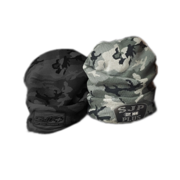 SJP+ Gray Camo Winter Hat With Black Patch