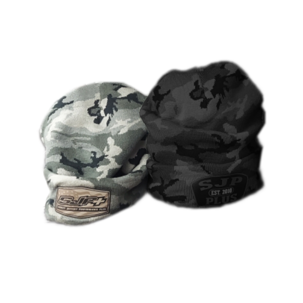 SJP+ Gray Camo Winter Hat With Brown Patch
